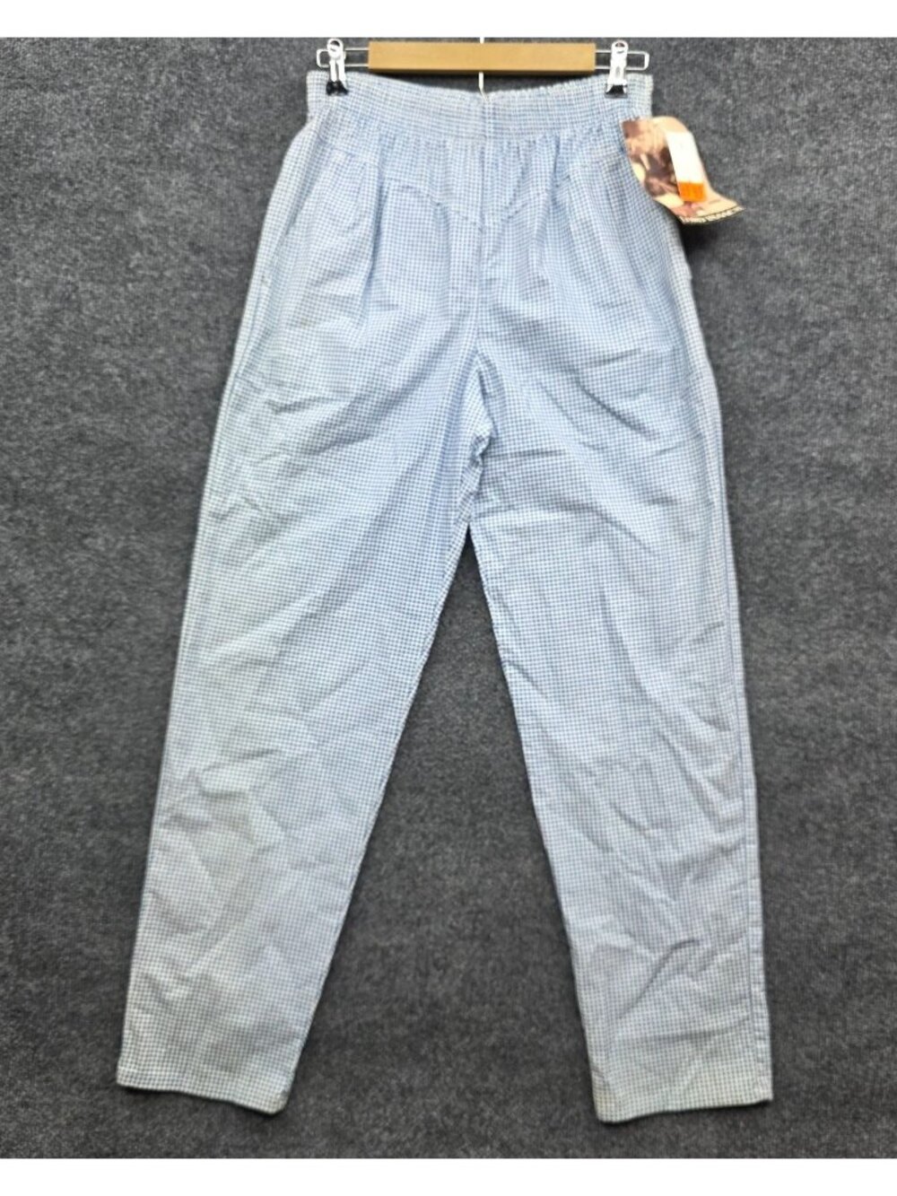 Vintage 90s Lord Isaacs Check Cotton Pants 8 Blue High Waisted Retro Preppy Twee